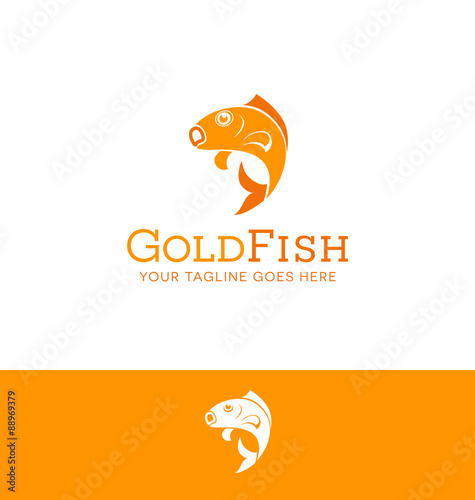 logo design of a jumping goldfish