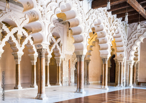ZARAGOZA, SPAIN, JUNE 9, 2014:  Arches and rooms of the Nord Por