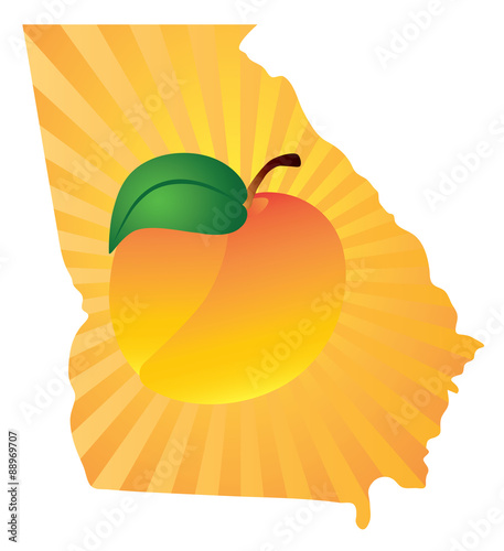 Georgia State with Peach Color Vector Illustration