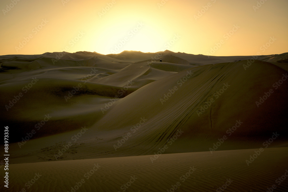 Sunset in the desert, Huacachina, Ica, Peru