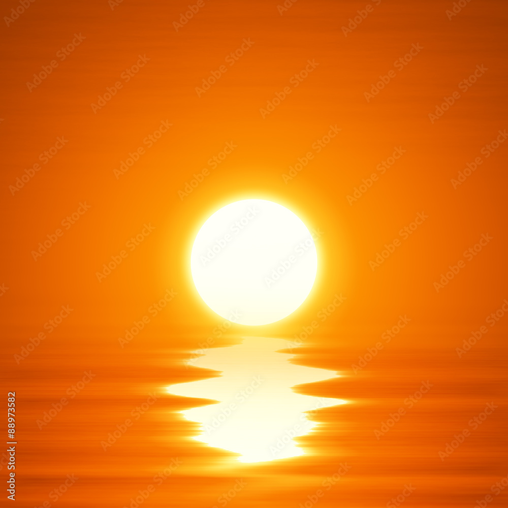 Illustration ocean sunset