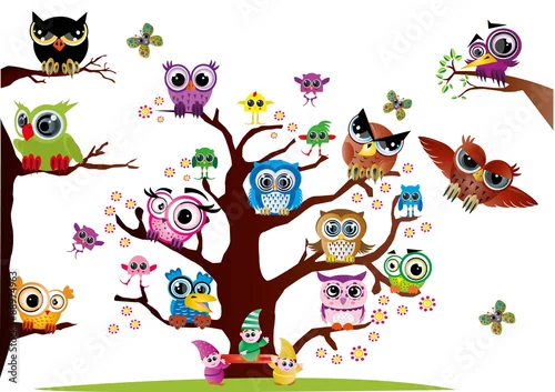 Obraz sowy,las,drzewo