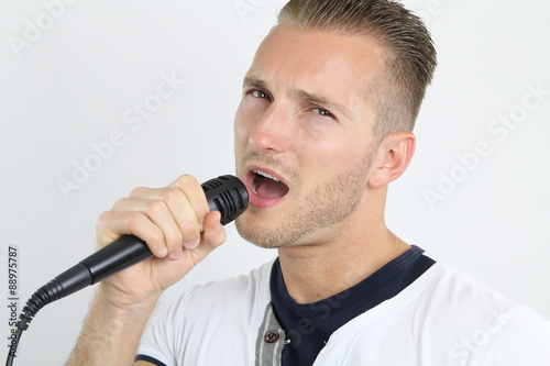 man doing a karaoke