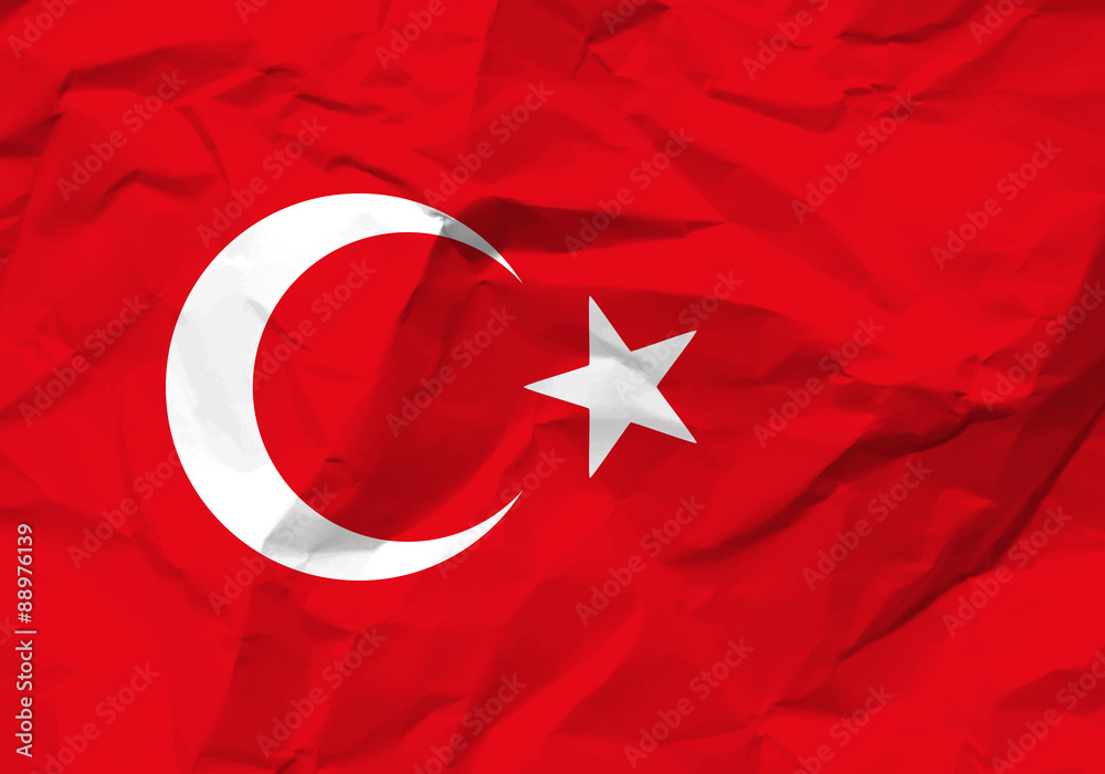 Obraz premium crumpled paper Turkey flag