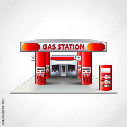Gas station building isolated vector illustration