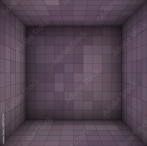 empty futuristic room with purple walls and subdivision