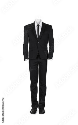 blank male business suit isolated on white background