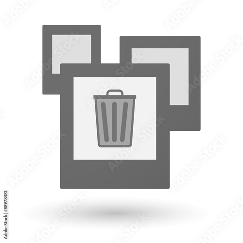 Isolated group of photos with a trash can