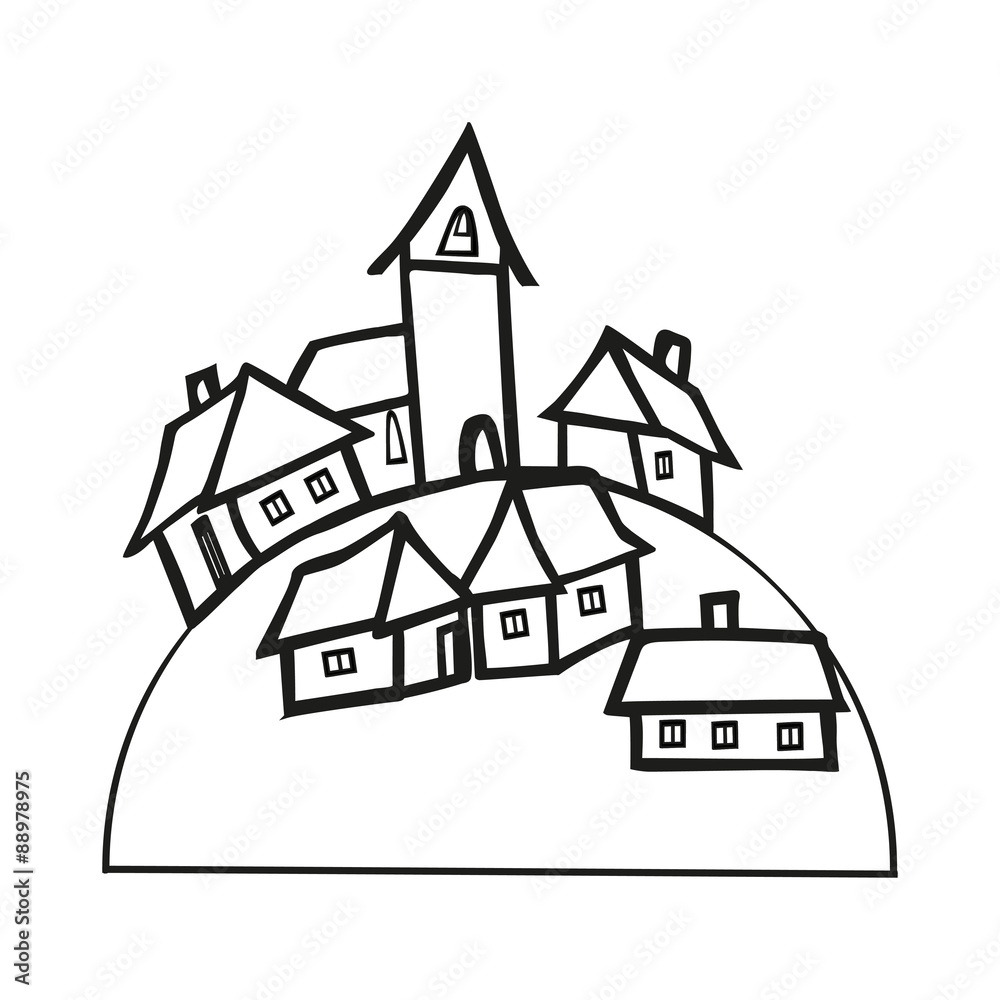 Black and white small village Black and white small village