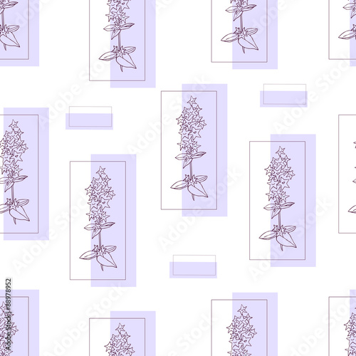 Floral seamless pattern with violet hand drawn flowers