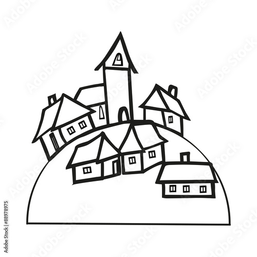 Black and white small village
