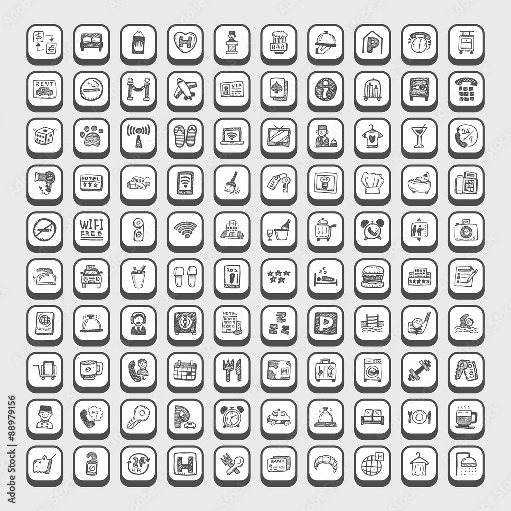 doodle hotel icons doodle hotel icons