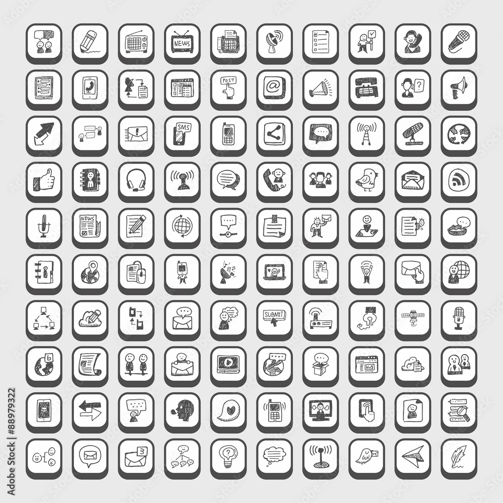 doodle communication icons doodle communication icons
