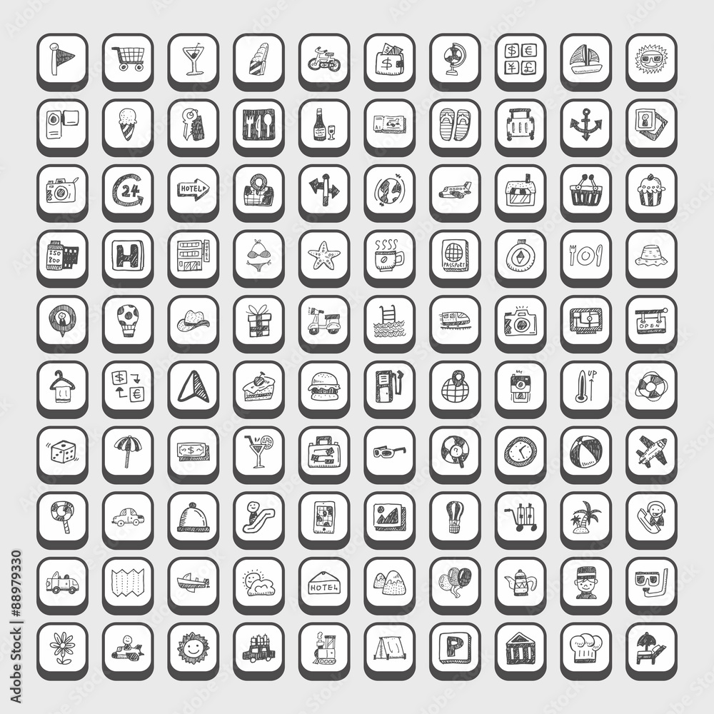 doodle travel icons doodle travel icons