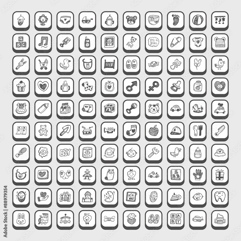doodle baby icon doodle baby icon