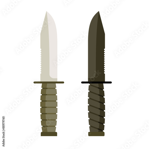 Army Military knife. Set of two martial blades dark green and bl
