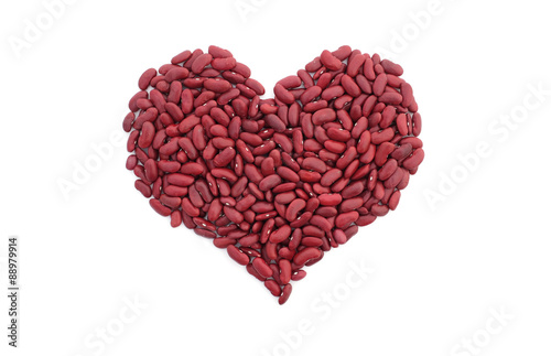 Red kidney beans in a heart shape