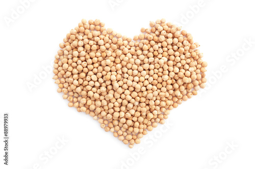 Dried chick peas in a heart shape