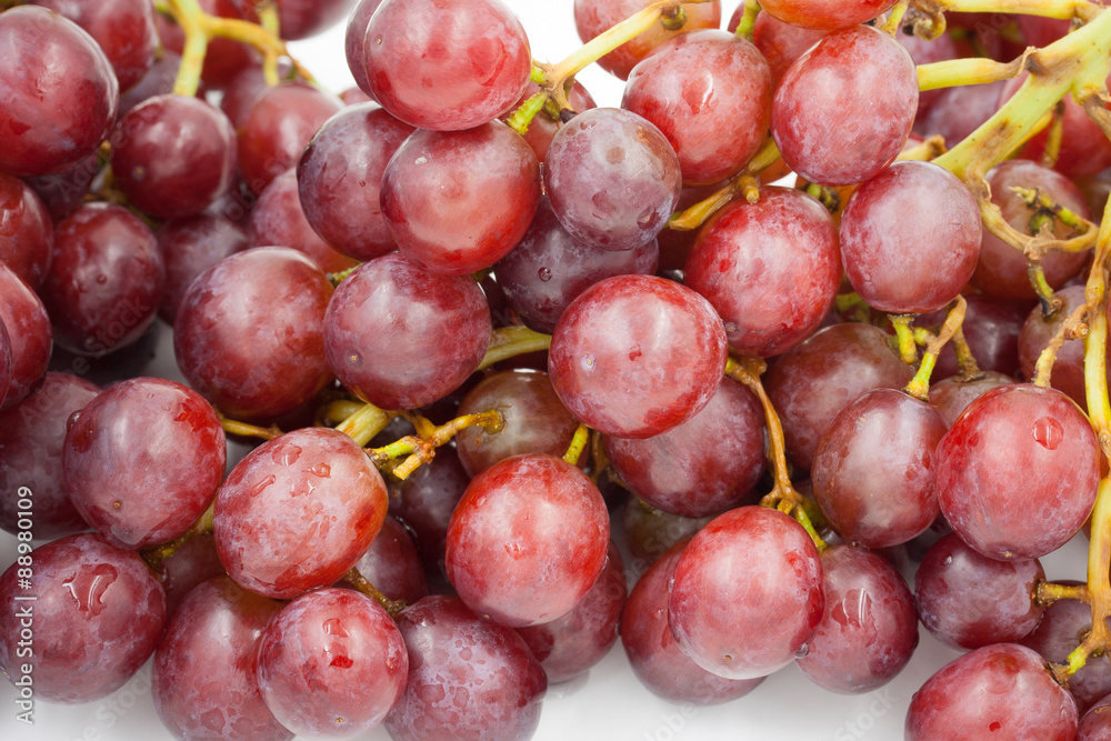 red grapes on a white background