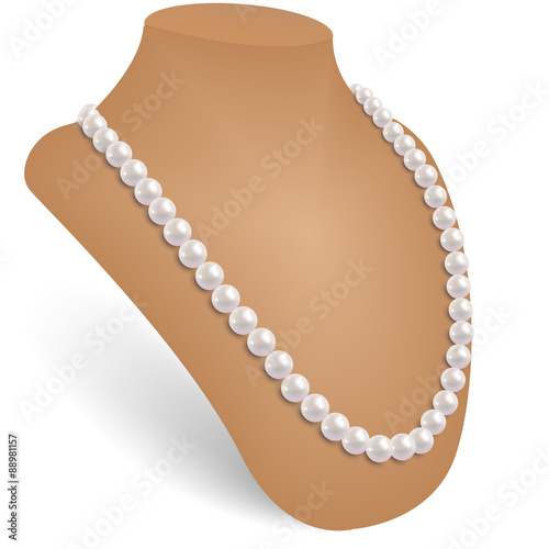 Pearl necklace in the jewelry bust.