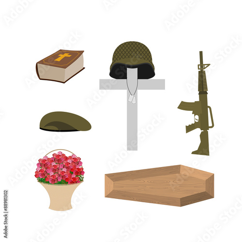 Death of a military veteran. Soldier funeral Accessories: machin
