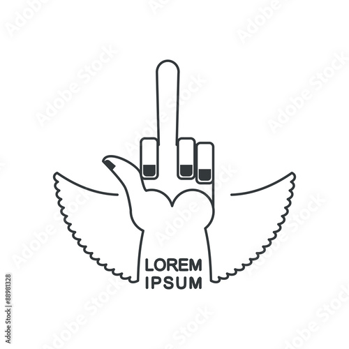 Tattoo Fuck logo. Linear emblem hand with a finger for  bad guys