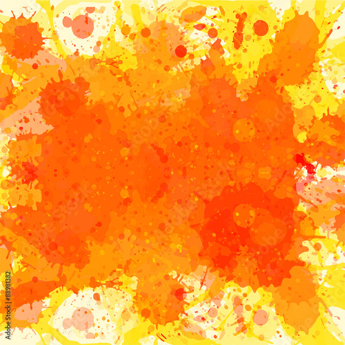 Orange watercolor paint splashes background
