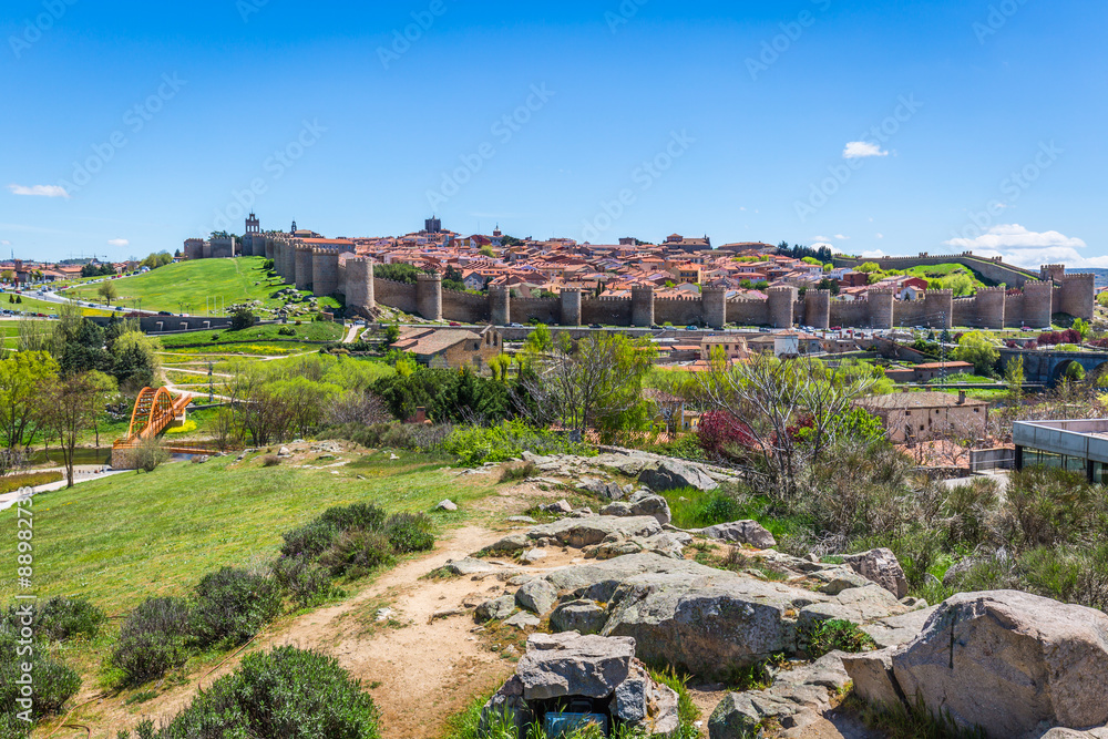 Panoramic view of the historic city of Avila, Castilla y Leon, S