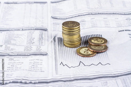 coins on the table. close-up