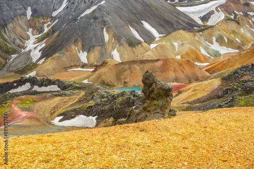 Multicolored mountains of Landmannalaugar, Iceland photo