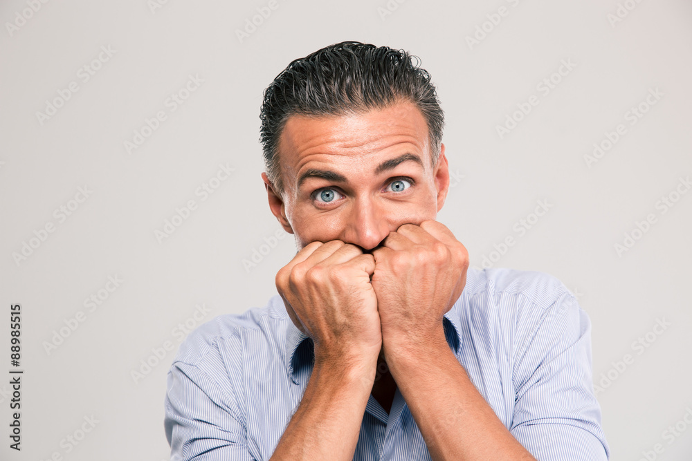 Portrait of a scared young man Portrait of a scared young man