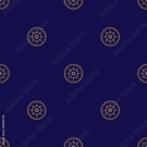 Seamless Pattern with Ship's Wheel