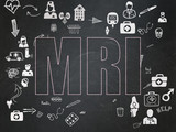Medicine concept: MRI on School Board background