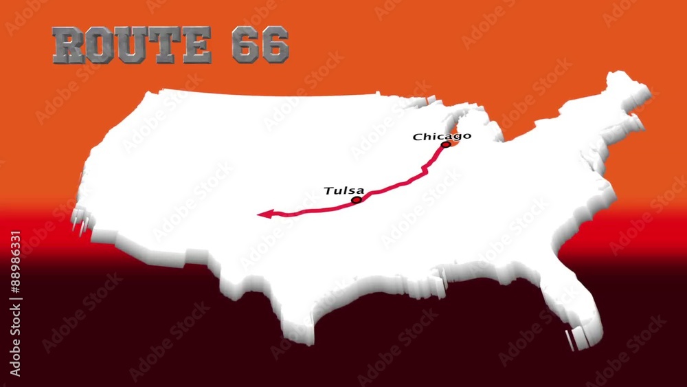 Ruta 66 color rojo, route 66