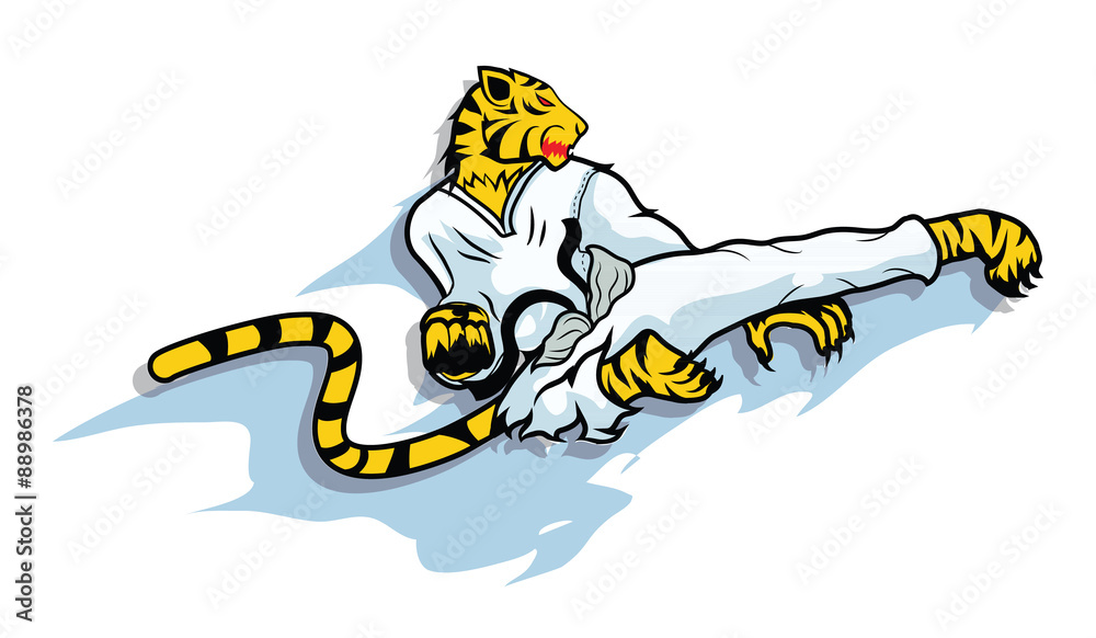 tiger taekwondo action vector,sport