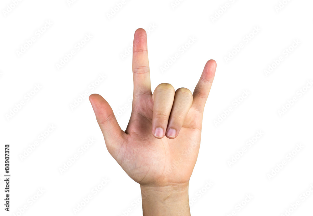 rocker gesture hand isolated on white background rocker gesture hand isolated on white background