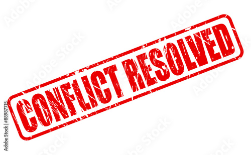 Conflict Resolved red stamp text