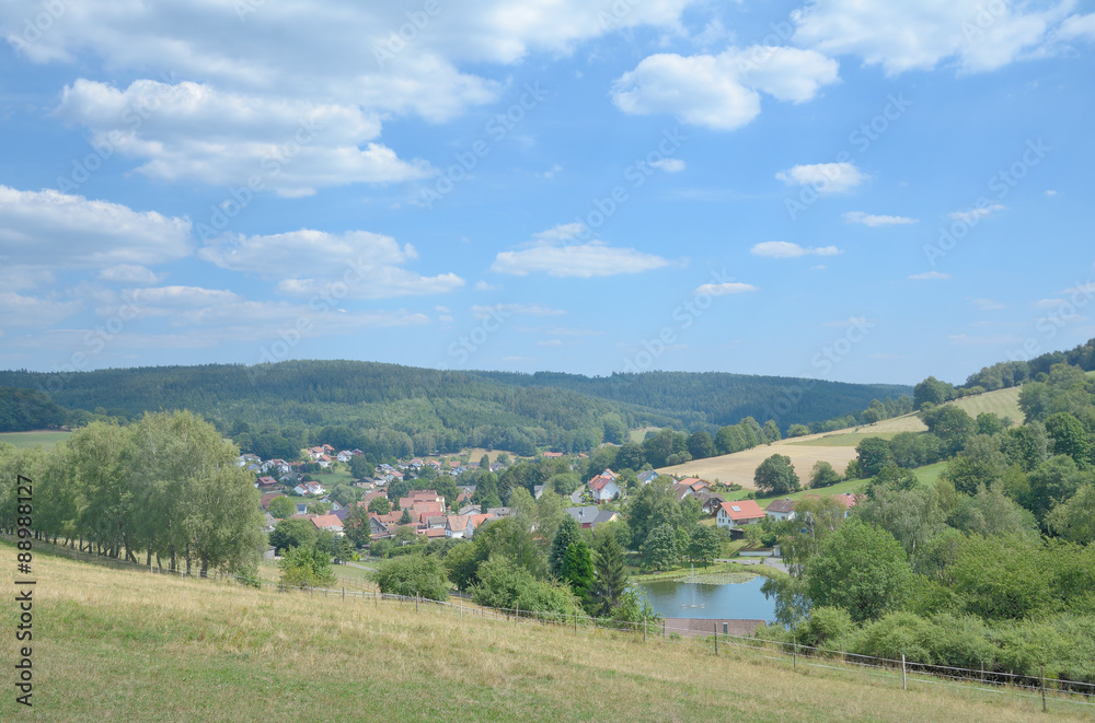 der beliebte Urlaubsort Flörsbach im Flörsbachtal im Spessart,Main-Kinzig-Kreis,Deutschland