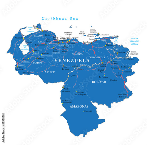 Canvas Print Venezuela map