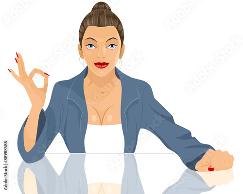 Businesswoman okey gesturing