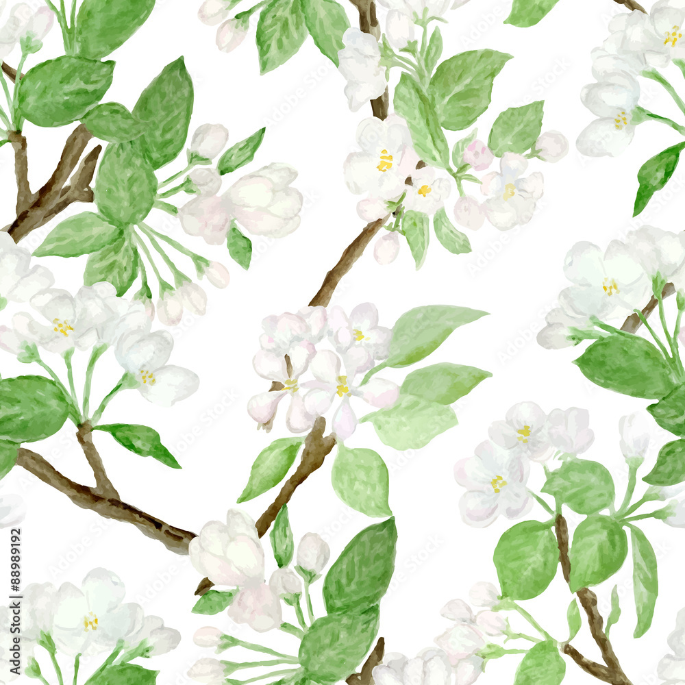 Obraz premium apple flowers seamless pattern