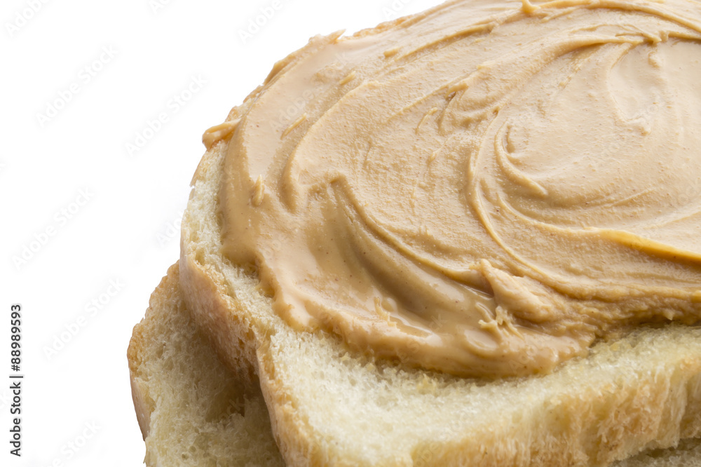 Peanut butter sandwich half cut isolated with white background. Peanut butter sandwich half cut isolated with white background.