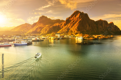 Sunset over Lofoten islands, Norway