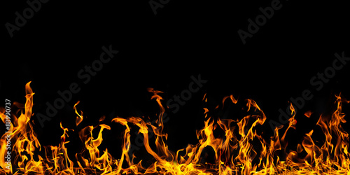 Fire flames on black background set nuber 3
