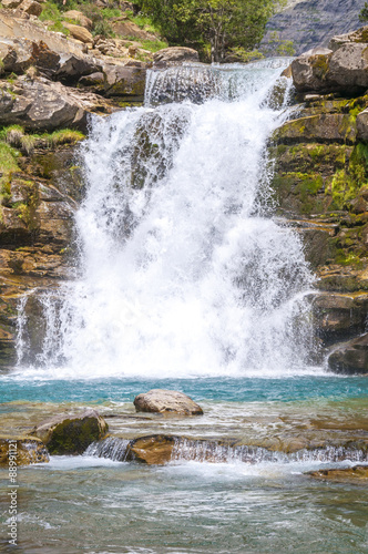Waterfall in Ordesa National Park  Pyrenees  Spain 