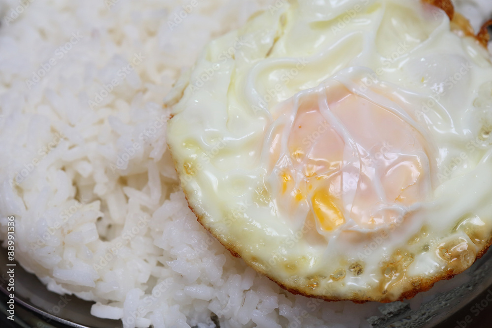 rice and fried eggs of easy breakfast cooking rice and fried eggs of easy breakfast cooking