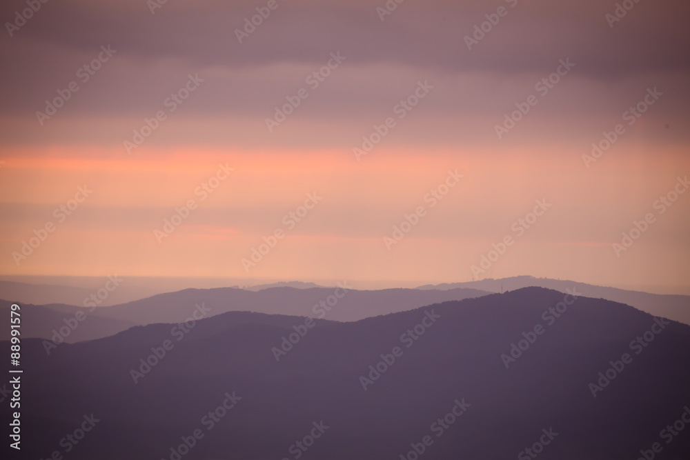 Sunset view across the Appalachian Mountains