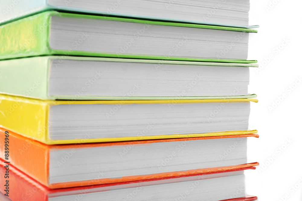Colorful books close-up on white background Colorful books close-up on white background