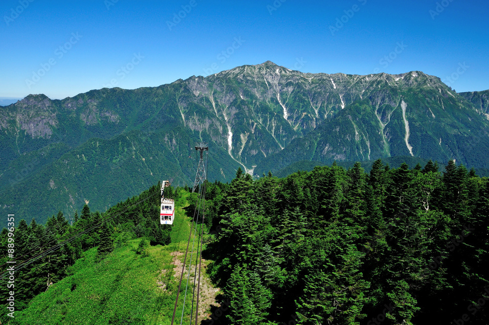 Obraz premium 岐阜県 新穂高ロープウェイ 西穂高口駅展望台からの焼岳