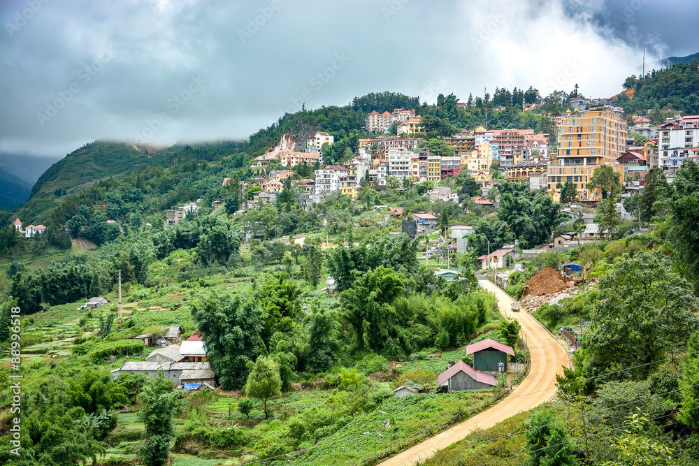 Cityscape of Sapa Village in Vietnam